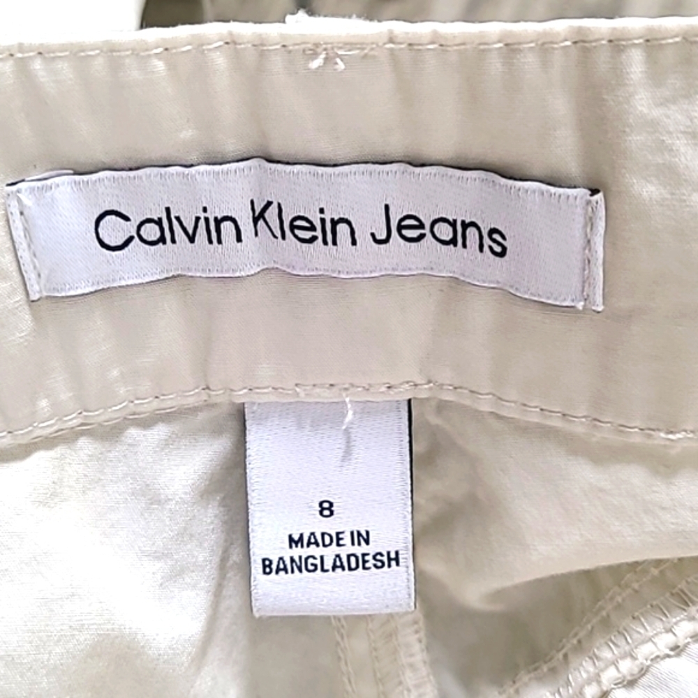Calvin Klein Wide Leg Cream Cargo Pants, Size 8, NWT - Picture 9 of 10